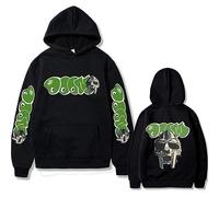 Trconk Hip Hop Rapper Mf Doom Printed Unique Hoodie Casual Oversize Sweatshirt Neutral Fashion Vintage Long Sleeve Pullover Streetwear-Black||M