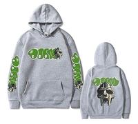 Trconk Hip Hop Rapper Mf Doom Printed Unique Hoodie Casual Oversize Sweatshirt Neutral Fashion Vintage Long Sleeve Pullover Streetwear-Grey||XL
