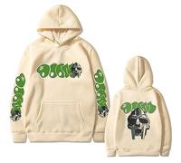 Trconk Hip Hop Rapper Mf Doom Printed Unique Hoodie Casual Oversize Sweatshirt Neutral Fashion Vintage Long Sleeve Pullover Streetwear-Khaki||L