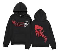 Trconk Hoodies Mf Doom Printed Graphic Long Sleeve Pullover Mens Womens Hip Hop Fashion Long Sleeve Sweatshirts Unisex Streetwear-Black||M