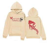 Trconk Hoodies Mf Doom Printed Graphic Long Sleeve Pullover Mens Womens Hip Hop Fashion Long Sleeve Sweatshirts Unisex Streetwear-Khaki||L