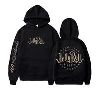 Trconk Jelly Roll Logo Hoodie Hip Hop Printed Pullover Sweatshirts Men Women Casual Unisex Oversized Long Sleeve Hoodies Streetwear XXS~4XL-Black||M