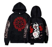 Trconk Personalities Hoodies Hellsing Ultimate Anime Print Hoodies Men Women Fashion Oversized Casual Sweatshirt Harajuku Neutral Long Sleeve Pullover XXS~4XL-Black||L