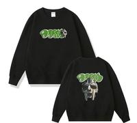 Trconk Rapper Mf Doom Printed Graphic Sweatshirt Hip Hop Rock Pullover Tops Men Women Fashion Long Sleeve Hoodies-Black||M