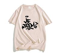 Trconk T-shirts MF DOOM Printed Versatile T-shirts Short Sleeves Men's Women's Cotton Casual Loose Fashion T-shirts Short Sleeves Tops-Khaki||L