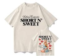 Trconk T-Shirts Sabrina Carpenter Unisex Oversized Short Sleeves Cotton Streetwear Top Summer Casual T-Shirt for Men Women XS~4XL-Khaki||m