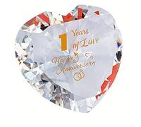 Trcousoa 1st Paper Anniversary Romantic Gifts for Couple Women Her, 1 Year Presents Wife Girlfriend, Crystal Diamond Heart Marriage Keepsake Ornaments, Wedding Mum Her