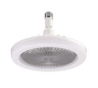 TRDEWR 30W Ceiling Fan with Lamp E27 Converter Base Silent Cooling Fan Light Remote Control Home Chandeliers 3 Speed Fan for Bedroom Good Light and Shadow Effects(Grey no Control)