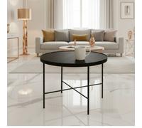 Tre 600 Elegant Coffee Table 60X60 Cm With Metal Legs Modern Durable Living Room Design Black Oak