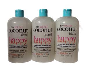 TREACLE MOON ,MY SECRET COCONUT ISLAND HAPPY SHOWER & BATH GEL 3x500ml