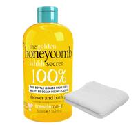TreacleMoon The Honeycomb Secret Shower and Bath Gel 500ml with White Washcloth - Moisturizing Creamy Cleanser with Natural Honey - Nourishing Spa Gift for Women Self Care