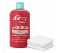 Treaclemoon Wild Cherry Shower & Bath Gel 500ml with Soft Washcloth - Cherry Body Wash Gift Set, Refreshing Scent, Everyday Shower Gel for Women
