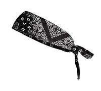 TreadBands All Terrain Tieback Non Slip Headband - Designs (Design Black Bandanna)