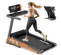 Treadmill, CHAOKE Treadmills for Home Foldable with 15% Automatic Incline, 3.0 HP Quiet Walking Pad, 16 km/h Running Machine, LED Touch Screen & Pulse Sensor, Diverse App, 400LBS Capacity