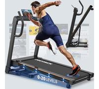 Treadmill for Home Foldable with APP, 20° Incline, 4.5HP, 45 * 120cm Running Belt, Folding Treadmills for Heavy People 150KG, 16km/h, LCD Silent Indoor Walking Running Machine for Office Gym