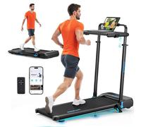 Treadmills Foldable with Desk Removable 10% Incline LED Display App Support, 1-14KM/H Walking Pad with Handrail Running Machine for Home/Office Jogging