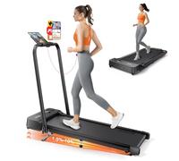 Treadmills for Home Foldable,2 in 1 Folding Walking Pad with 10% Incline and handle bar,Portable Under Desk Treadmill,Dual LED Display, APP & Remote, 135kg Capacity