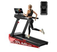 Treadmills for Home with 20% Auto Incline, 14KM/H Foldable Treadmill with Handles, Running Machine for Heavy People, 180KG Weight Capacity, Large Running Belt and Intelligent LED Touch Screen