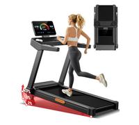 Treadmills for Home with 20% Incline, 14KM/H Foldable Treadmill with Handles, 3.5HP Motor Running Machine for Heavy People, 180KG Weight Capacity, Large Running Belt & Shock Absorption
