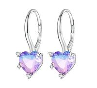 Treadyouth Astronaut Stud Earrings S925 Sterling Silver Love Earrings Plated with Platinum Zircon Heart Shaped Dream Earrings Hyper Allergenic Earrings (Silver, One Size)