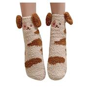 Treadyouth Socks Mug Comfy Socks Womens Soft Thick Gift Winter Fleece Cartoon Home Slipper Fuzzy Warm Socks Whalers Socks (Coffee-A, One Size)