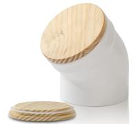 TreaHome Salt Cellar with Lid, Modern Ceramic Salt Pig, Salt Containers for Countertop, Sugar Container, Sugar Jar, Easy Access, Dishwasher Safe (White)