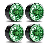 Treal 1.9 Beadlock Wheels Heavy Duty CNC Aluminum Crawler RC Wheel 4pcs-Set for 1:10 TRX-4 Axial SCX10 II SCX10 III(Green) 116g/pc -Type C