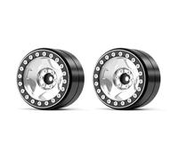 TREAL 2.2" Aluminum Beadlock Wheels (2pcs) Five-Star Style for Axial Ryft Wraith RR10 RC Crawler- Type C(Silver)