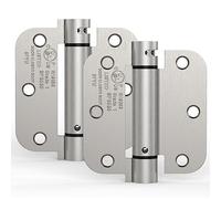 Treasem 2 Pack Self Closing Door Hinges, 3.5 Inch Spring Loaded Door Hinges, Adjustable Tension with 5/8'' Radius Corners, for Front, Back Doors, Left and Right Hand, UL Listed, Satin Nickel