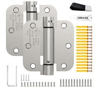 Treasem 2 Pack Self Closing Door Hinges Kit, 3.5 Inch Spring Loaded Hinges with Door Stopper, Lubricant, 16 Anchors for Stripped Screw Holes, 5/8" Radius, Adjustable Tension, UL Listed, Satin Nickel