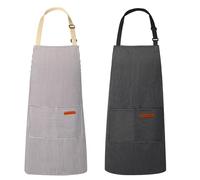 TREASO Chef Apron, Apron for Men with Adjustable Neck Strap, Aprons for Women with Pockets, Chef Aprons for Cooking, Brown & Black, One Size Fits All