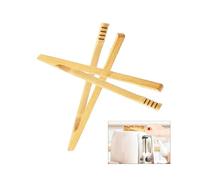 Treasure 2pcs Bamboo Toast Tongs, Reusable Bamboo Kitchen Tongs, Bamboo Tong for Cooking, Heat Resistant Tongs, Wooden Tongs with Anti-Slip Design, Kitchen Tongs 7Inch, The Best Wooden Tongs