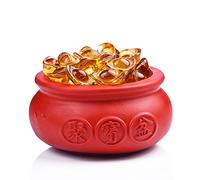 Treasure Basin Ingot/Yuan Bao Treasure Basin Wealth Porsperity Figurine Decor Home Office Decoration Desktop Ornaments Attract Wealth and Good Luck