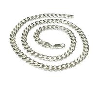 Treasure Bay 7mm Solid 925 Silver Curb Chain for Men Available in 46cm, 48cm, 50cm,52cm, 55cm and 60cm Mens Silver Chain (55)