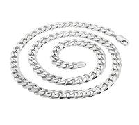 Treasure Bay 925 Sterling Silver Italian Solid 7mm Diamond-Cut Cuban Link Curb Chain Necklace for Men 50cm 52cm 55cm 60cm Made in Italy (50)