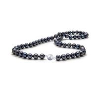 Treasure Bay AA Grade 8-9mm Natural Black Freshwater Pearl Necklace For Women, Ladies and Girls - 44Cm