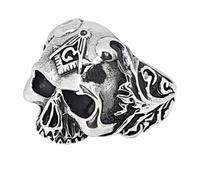 Treasure Bay Biker Jewellery 925 Sterling Silver Skull Biker Gothic Punk Rocker Ring (P)