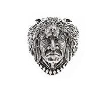 Treasure Bay Biker Skull Ring - Chunky 925 Sterling Silver Gothic Ring Native American Indian Chief Wolf Head Ring Biker Ring (R)