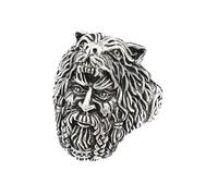 Treasure Bay Chunky 925 Sterling Silver Berserker BEAR WARRIOR VIKING RING Wolf Head Ring Biker Ring-size W (W)