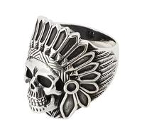 Treasure Bay Chunky 925 Sterling Silver Gothic Ring American Indian Chief Skull Biker Ring (Z+3)