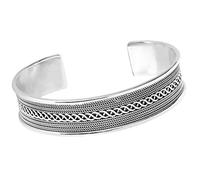 Treasure Bay Classic Mens Solid 925 Sterling Silver Braided Cuff Bangle Bracelet Celtic Bangle for men