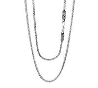 Treasure Bay Classic Men's Women's Sterling Silver Chain Necklace, 2mm Bali Style Chain, Handmade Solid 925 Silver with Hook Clasp, 50cm or 55cm, Elegant Silver Necklace for Women and Men (50cm/20In)