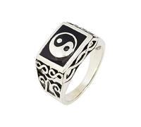 Treasure Bay Classic Men's Women's Sterling Silver Yin Yang Ring (Y)