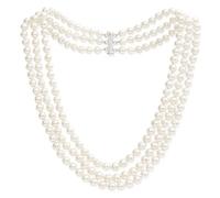 Treasure Bay Handcrafted Three Strand 7mm AA Grade Natural Fresh Water Pearl Necklace (White)