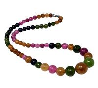 Treasure Bay Handmade 6-14mm Natural Agate Gemstone Necklace For Women and Girls (Tourmaline)