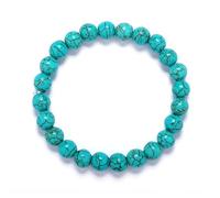 Treasure Bay Handmade 8mm Natural Gemstone Stretch Bracelet for Men and Women, Semi Precious Gemstone Bracelet, Beaded Jewellery - Gift Box Included (Turquoise)