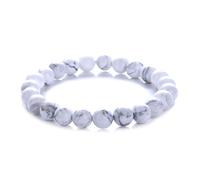 Treasure Bay Handmade 8mm Natural Gemstone Stretch Bracelet for Men and Women, Semi Precious Gemstone Bracelet, Beaded Jewellery - Gift Box Included (White Turquoise)