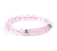 Treasure Bay Handmade Beads Bracelet, Natural GemStone Bracelet for Women Crystal Bracelet for Healing Chakra Bracelet Semi Precious Gemstone Bracelet For women and men (Pink Rose quartz)