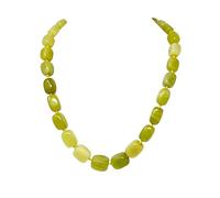 Treasure Bay Handmade Women's Chunky Green Jade Natural Gemstone Beaded Necklace for Women and Ladies (Korean Jade)