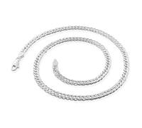 Treasure Bay Italian Silver Chain for men and Women 5.5mm Rombo Solid 925 Sterling Silver Chain in 40cm 45cm 48cm 50cm 52cm 55cm and 60cm (60)